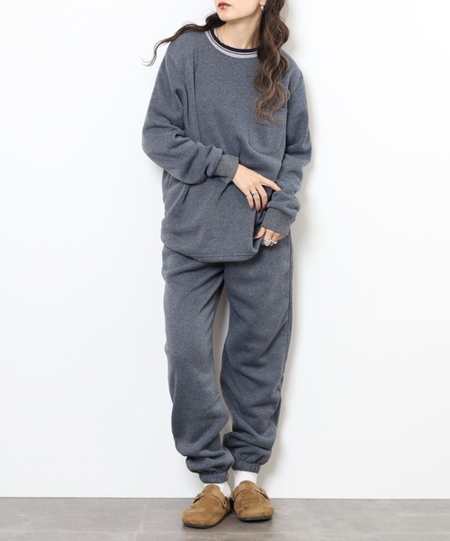 FUNALIVE（ファンアライブ）の「シャギー裏起毛パジャマ スウェット上下セットアップ レディース（ルームウェア/パジャマ・レディース・杢グレー/ネイビー/チャコール・M/L）」の14枚目の写真