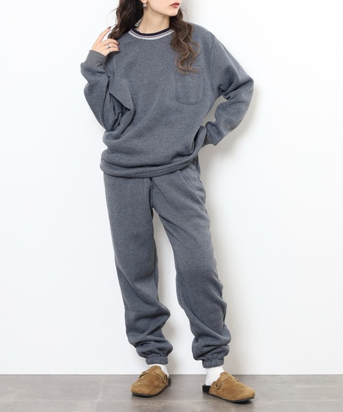 FUNALIVE（ファンアライブ）の「シャギー裏起毛パジャマ スウェット上下セットアップ レディース（ルームウェア/パジャマ・レディース・杢グレー/ネイビー/チャコール・M/L）」の15枚目の写真