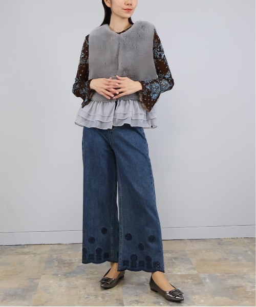 Doumoi(ドゥモエ)の「ベルスリーブ プリント デザイン プルオーバー(Tシャツ/カットソー・レディース・ブラウン/ブラック・FREE)」の6枚目の写真