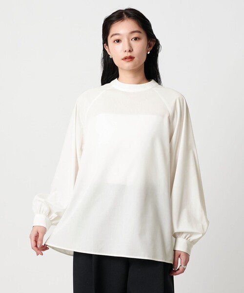 MARW UNITED ARROWS（マルゥ ユナイテッドアローズ）の「＜MARW UNITED ARROWS＞バルーンスリーブ スタンドカラー ブラウス（シャツ/ブラウス・レディース・ブラック/ホワイト・FREE）」の3枚目の写真