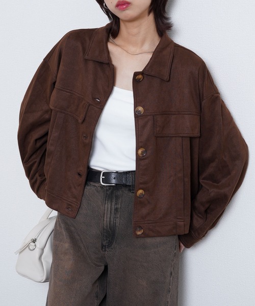 Chillfar（チルファー）の「スエードオーバーシャツ（ブルゾン・レディース・ブラウン/モカ/ブラック・FREE）」の3枚目の写真