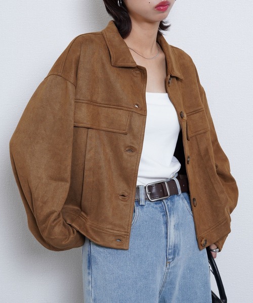 Chillfar（チルファー）の「スエードオーバーシャツ（ブルゾン・レディース・ブラウン/モカ/ブラック・FREE）」の2枚目の写真