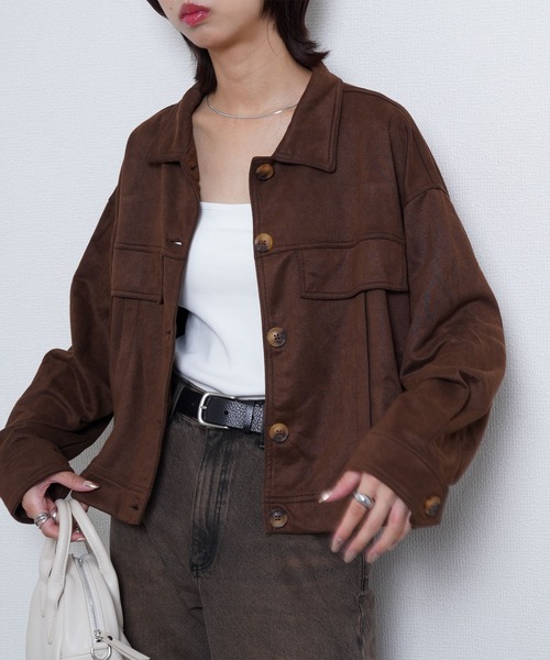 Chillfar（チルファー）の「スエードオーバーシャツ（ブルゾン・レディース・ブラウン/モカ/ブラック・FREE）」の16枚目の写真