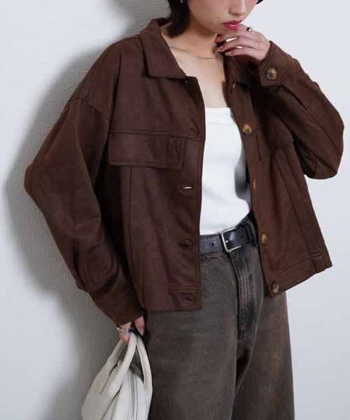 Chillfar（チルファー）の「スエードオーバーシャツ（ブルゾン・レディース・ブラウン/モカ/ブラック・FREE）」の17枚目の写真