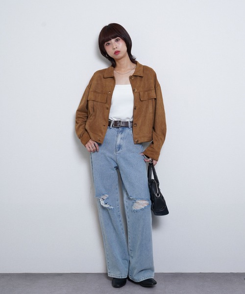 Chillfar（チルファー）の「スエードオーバーシャツ（ブルゾン・レディース・ブラウン/モカ/ブラック・FREE）」の10枚目の写真