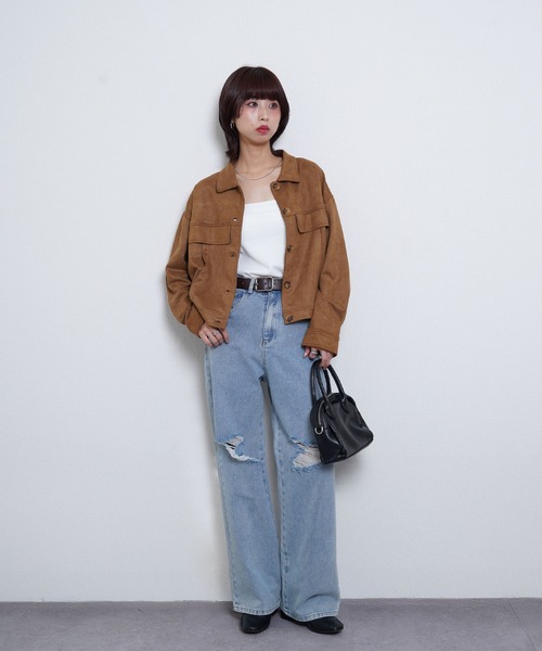 Chillfar（チルファー）の「スエードオーバーシャツ（ブルゾン・レディース・ブラウン/モカ/ブラック・FREE）」の11枚目の写真