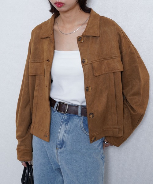 Chillfar（チルファー）の「スエードオーバーシャツ（ブルゾン・レディース・ブラウン/モカ/ブラック・FREE）」の7枚目の写真