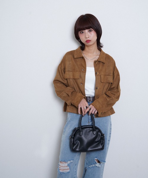 Chillfar（チルファー）の「スエードオーバーシャツ（ブルゾン・レディース・ブラウン/モカ/ブラック・FREE）」の5枚目の写真