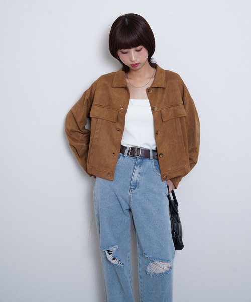 Chillfar（チルファー）の「スエードオーバーシャツ（ブルゾン・レディース・ブラウン/モカ/ブラック・FREE）」の8枚目の写真