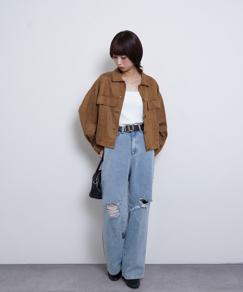 Chillfar（チルファー）の「スエードオーバーシャツ（ブルゾン・レディース・ブラウン/モカ/ブラック・FREE）」の12枚目の写真