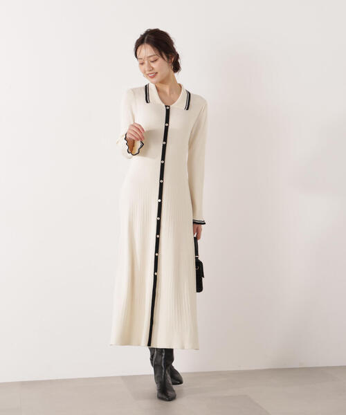 PROPORTION BODY DRESSING(プロポーションボディドレッシング)の「<E>バイカラー衿ニットワンピース / 1215247100(ワンピース・レディース・ブラック/ホワイト系その他・MEDIUM/P/S)」の14枚目の写真