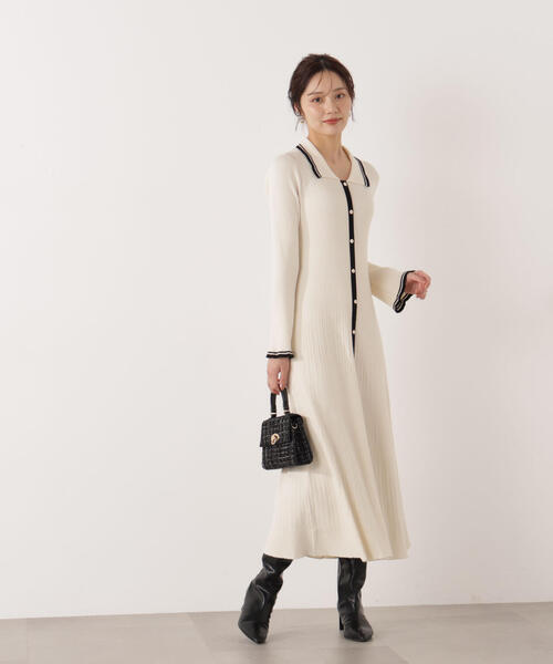 PROPORTION BODY DRESSING(プロポーションボディドレッシング)の「<E>バイカラー衿ニットワンピース / 1215247100(ワンピース・レディース・ブラック/ホワイト系その他・MEDIUM/P/S)」の13枚目の写真