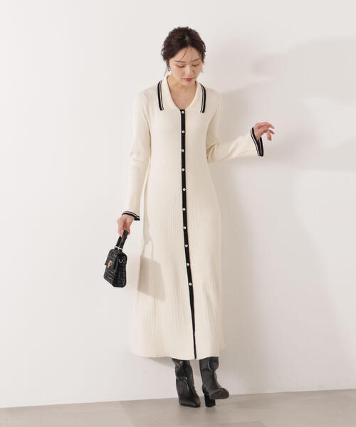 PROPORTION BODY DRESSING(プロポーションボディドレッシング)の「<E>バイカラー衿ニットワンピース / 1215247100(ワンピース・レディース・ブラック/ホワイト系その他・MEDIUM/P/S)」の12枚目の写真
