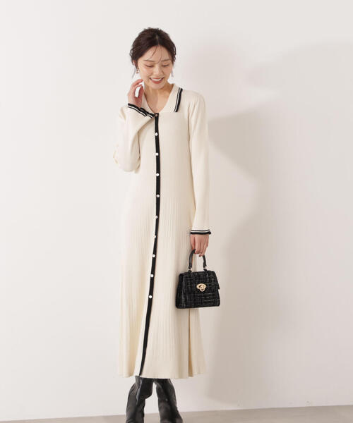 PROPORTION BODY DRESSING(プロポーションボディドレッシング)の「<E>バイカラー衿ニットワンピース / 1215247100(ワンピース・レディース・ブラック/ホワイト系その他・MEDIUM/P/S)」の11枚目の写真