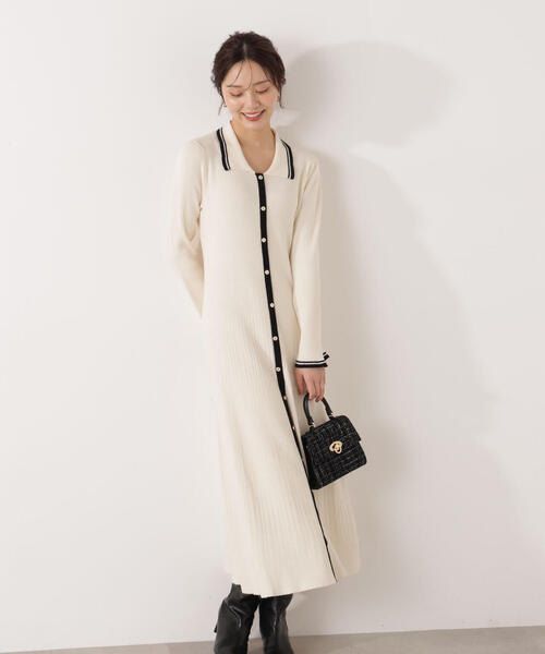 PROPORTION BODY DRESSING(プロポーションボディドレッシング)の「<E>バイカラー衿ニットワンピース / 1215247100(ワンピース・レディース・ブラック/ホワイト系その他・MEDIUM/P/S)」の9枚目の写真