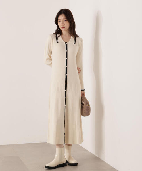 PROPORTION BODY DRESSING(プロポーションボディドレッシング)の「<E>バイカラー衿ニットワンピース / 1215247100(ワンピース・レディース・ブラック/ホワイト系その他・MEDIUM/P/S)」の8枚目の写真