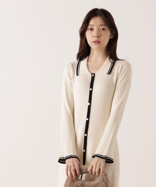 PROPORTION BODY DRESSING(プロポーションボディドレッシング)の「<E>バイカラー衿ニットワンピース / 1215247100(ワンピース・レディース・ブラック/ホワイト系その他・MEDIUM/P/S)」の6枚目の写真