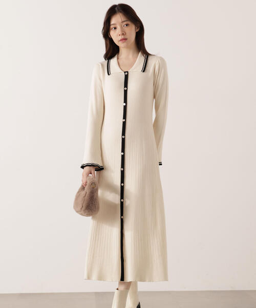 PROPORTION BODY DRESSING(プロポーションボディドレッシング)の「<E>バイカラー衿ニットワンピース / 1215247100(ワンピース・レディース・ブラック/ホワイト系その他・MEDIUM/P/S)」の5枚目の写真