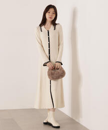 PROPORTION BODY DRESSING | <E>バイカラー衿ニットワンピース / 1215247100(ワンピース)