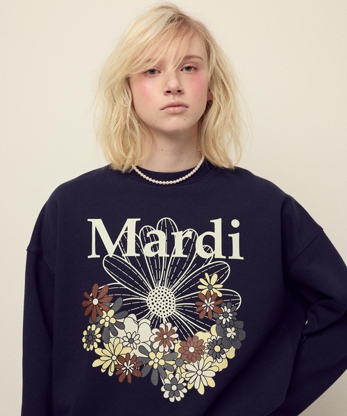 マルディメクルディ ネイビー バイオレット スウェット パーカー フラワー Mardi Mercredi マルディメクルディ パーカー SWEATSHIRT スウェット