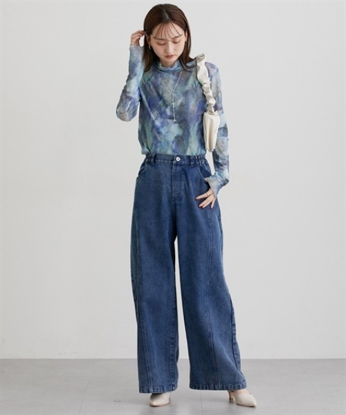 nissen(ニッセン)の「カーブバギーデニムパンツ(デニムパンツ・レディース・ブラック/ブルー・M/L/LL)」の3枚目の写真