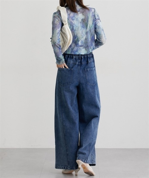nissen(ニッセン)の「カーブバギーデニムパンツ(デニムパンツ・レディース・ブラック/ブルー・M/L/LL)」の7枚目の写真