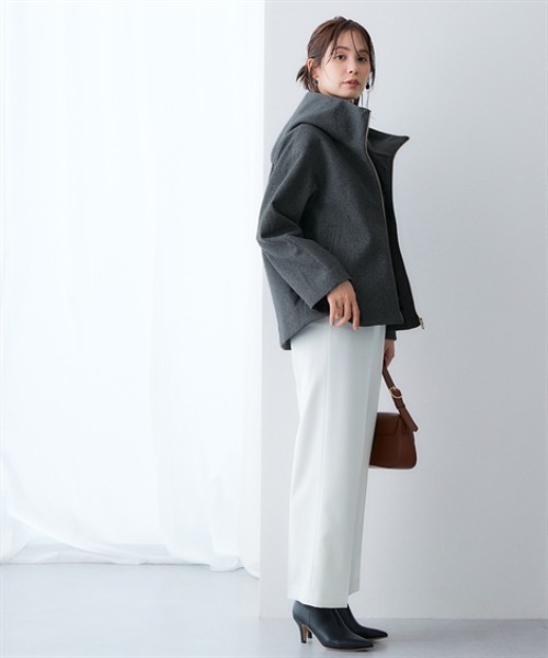 7days Life Styling（セブンデイズライフスタイリング）の「裏キルトウール調ミドル丈フーディーコート（防風）<大きいサイズ有>（その他アウター・レディース・ネイビー/グレー・5L/4L/3L/LL/L/M）」の8枚目の写真