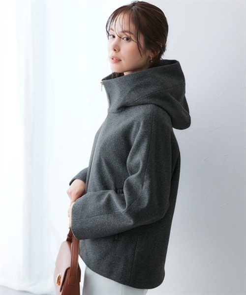 7days Life Styling（セブンデイズライフスタイリング）の「裏キルトウール調ミドル丈フーディーコート（防風）<大きいサイズ有>（その他アウター・レディース・ネイビー/グレー・5L/4L/3L/LL/L/M）」の9枚目の写真