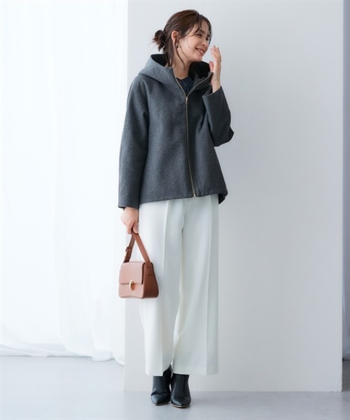 7days Life Styling（セブンデイズライフスタイリング）の「裏キルトウール調ミドル丈フーディーコート（防風）<大きいサイズ有>（その他アウター・レディース・ネイビー/グレー・5L/4L/3L/LL/L/M）」の10枚目の写真