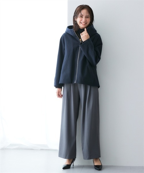 7days Life Styling（セブンデイズライフスタイリング）の「裏キルトウール調ミドル丈フーディーコート（防風）<大きいサイズ有>（その他アウター・レディース・ネイビー/グレー・5L/4L/3L/LL/L/M）」の13枚目の写真