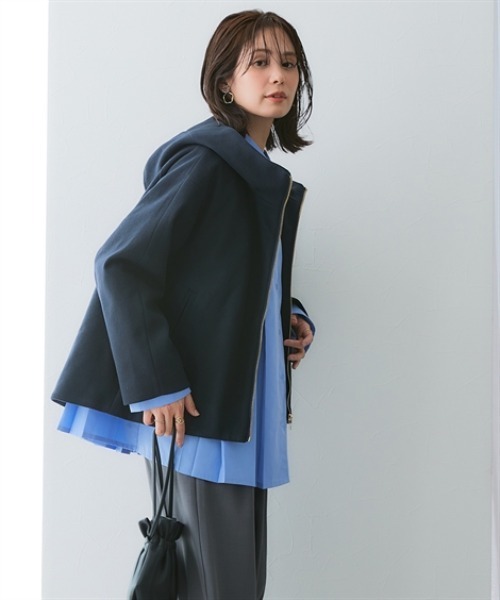 7days Life Styling（セブンデイズライフスタイリング）の「裏キルトウール調ミドル丈フーディーコート（防風）<大きいサイズ有>（その他アウター・レディース・ネイビー/グレー・5L/4L/3L/LL/L/M）」の14枚目の写真