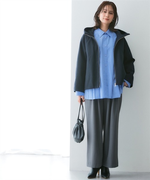 7days Life Styling（セブンデイズライフスタイリング）の「裏キルトウール調ミドル丈フーディーコート（防風）<大きいサイズ有>（その他アウター・レディース・ネイビー/グレー・5L/4L/3L/LL/L/M）」の15枚目の写真