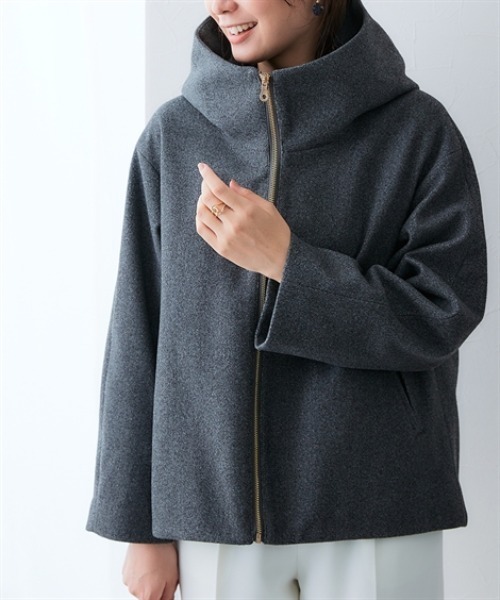 7days Life Styling（セブンデイズライフスタイリング）の「裏キルトウール調ミドル丈フーディーコート（防風）<大きいサイズ有>（その他アウター・レディース・ネイビー/グレー・5L/4L/3L/LL/L/M）」の16枚目の写真