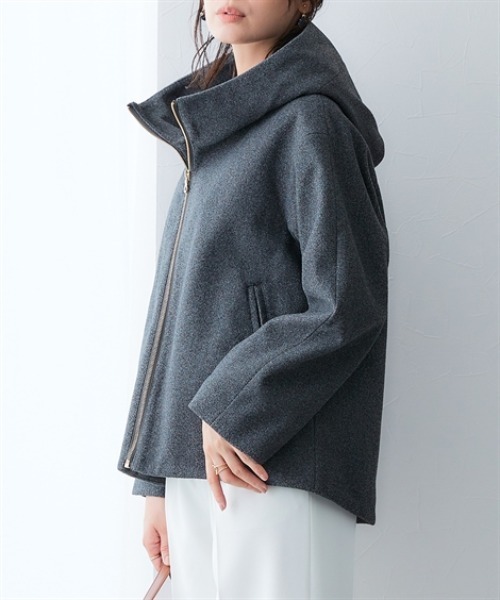 7days Life Styling（セブンデイズライフスタイリング）の「裏キルトウール調ミドル丈フーディーコート（防風）<大きいサイズ有>（その他アウター・レディース・ネイビー/グレー・5L/4L/3L/LL/L/M）」の17枚目の写真