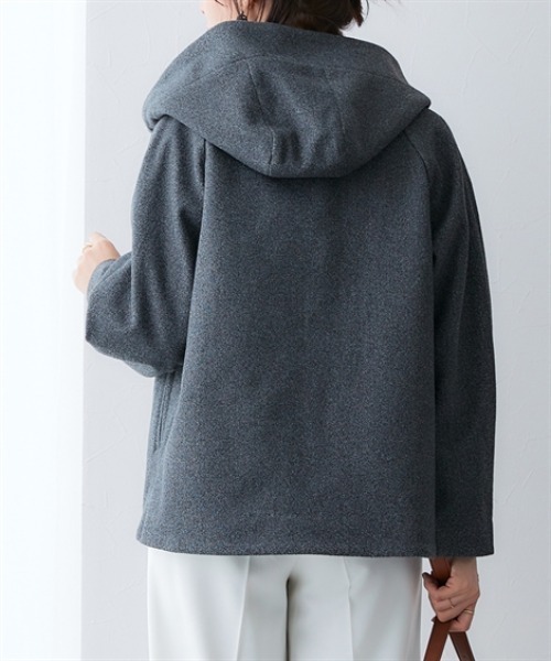 7days Life Styling（セブンデイズライフスタイリング）の「裏キルトウール調ミドル丈フーディーコート（防風）<大きいサイズ有>（その他アウター・レディース・ネイビー/グレー・5L/4L/3L/LL/L/M）」の3枚目の写真