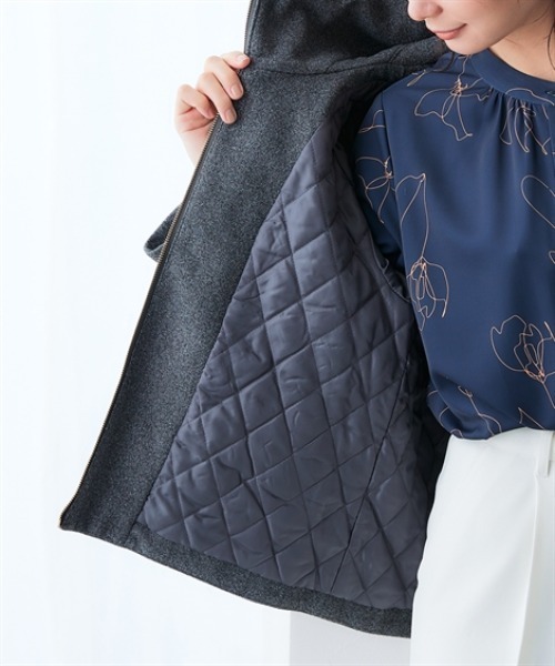 7days Life Styling（セブンデイズライフスタイリング）の「裏キルトウール調ミドル丈フーディーコート（防風）<大きいサイズ有>（その他アウター・レディース・ネイビー/グレー・5L/4L/3L/LL/L/M）」の7枚目の写真