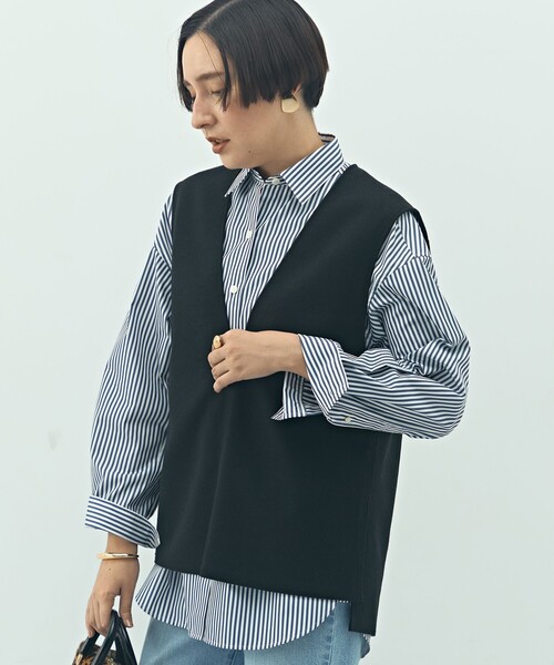 NOLLEY’S（ノーリーズ）の「ウォッシャブルストレッチジャージベスト（ベスト・レディース・ベージュ/ブラック・FREE）」の14枚目の写真