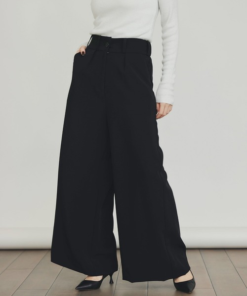 PICCIN（ピッチン）の「ワイドパンツ（高身長）（その他パンツ・レディース・オフホワイト/ブラック・M）」の2枚目の写真