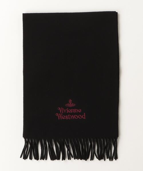 Vivienne Westwood マフラー ブラック SCARF EMBROIDERED LOGO（マフラー）｜Vivienne Westwood MAN