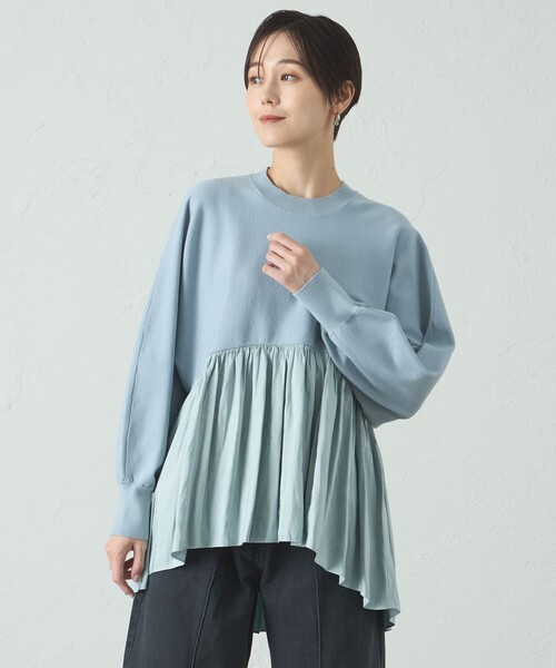 CAST:（キャストコロン）の「【イージケア】布帛コンビニット（ニット/セーター・レディース・オフホワイト/ブラック/ブルー系その他2・M）」の3枚目の写真