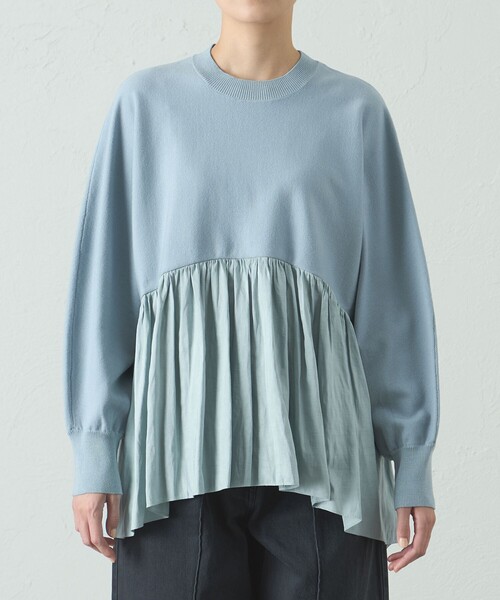 CAST:（キャストコロン）の「【イージケア】布帛コンビニット（ニット/セーター・レディース・オフホワイト/ブラック/ブルー系その他2・M）」の7枚目の写真