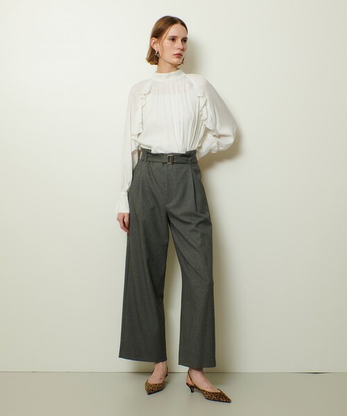 allureville(アルアバイル)の「ウールライクフランネルヨークレスパンツ(その他パンツ・レディース・ブラウン/グレー系その他/オフホワイト・1/2)」の12枚目の写真