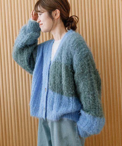 POU DOU DOU(プードゥドゥ)の「カラーブロックカーディガン(カーディガン/ボレロ・レディース・ブルー/グリーン/レッド・M)」の5枚目の写真