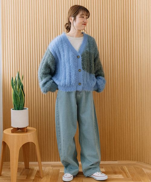 POU DOU DOU(プードゥドゥ)の「カラーブロックカーディガン(カーディガン/ボレロ・レディース・ブルー/グリーン/レッド・M)」の10枚目の写真