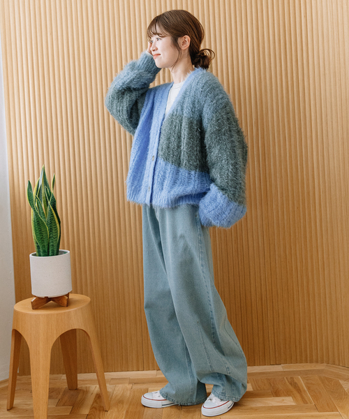 POU DOU DOU(プードゥドゥ)の「カラーブロックカーディガン(カーディガン/ボレロ・レディース・ブルー/グリーン/レッド・M)」の11枚目の写真