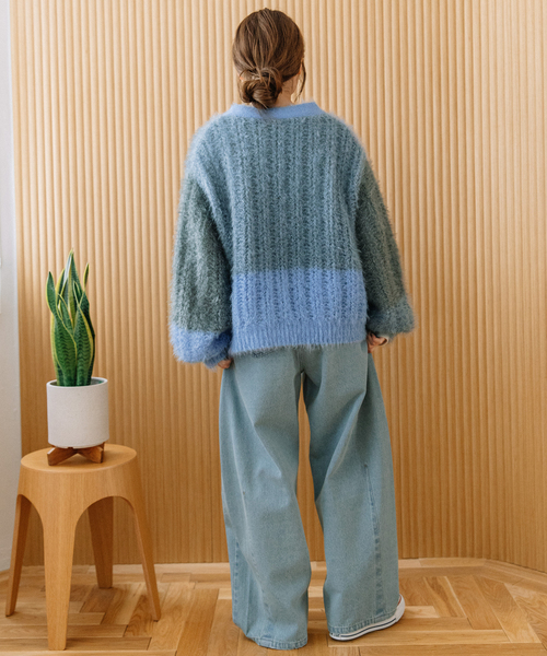 POU DOU DOU(プードゥドゥ)の「カラーブロックカーディガン(カーディガン/ボレロ・レディース・ブルー/グリーン/レッド・M)」の12枚目の写真