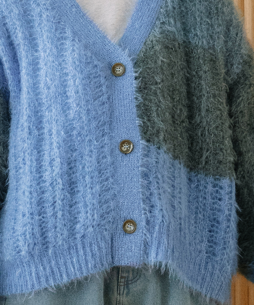 POU DOU DOU(プードゥドゥ)の「カラーブロックカーディガン(カーディガン/ボレロ・レディース・ブルー/グリーン/レッド・M)」の13枚目の写真