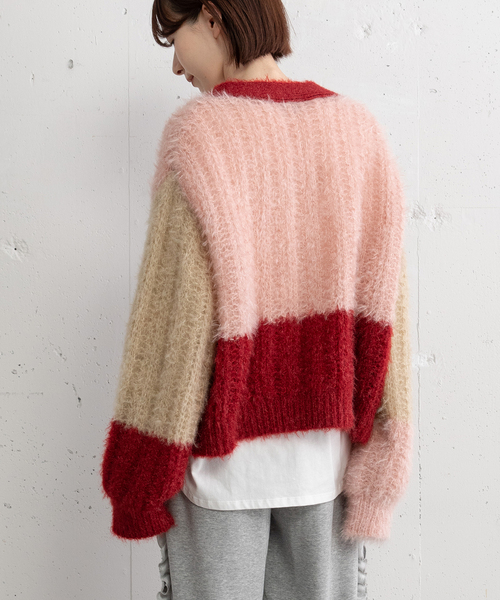 POU DOU DOU(プードゥドゥ)の「カラーブロックカーディガン(カーディガン/ボレロ・レディース・ブルー/グリーン/レッド・M)」の18枚目の写真