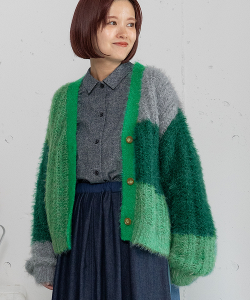 POU DOU DOU(プードゥドゥ)の「カラーブロックカーディガン(カーディガン/ボレロ・レディース・ブルー/グリーン/レッド・M)」の22枚目の写真