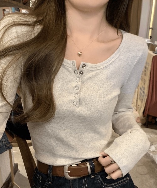 FUNdaysion(ファンデイション)の「ヘンリーネック長袖Tシャツ(Tシャツ/カットソー・レディース・ホワイト/グレー/ブラック・M)」の22枚目の写真